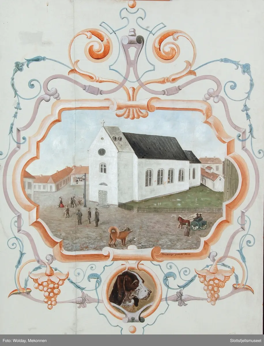 Tønsbergs gamle kirke (Mariakirken) og hund