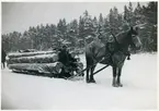 Sala sn, Sala kn, Ingborgbo.
Timmerlass draget av häst, 1936.