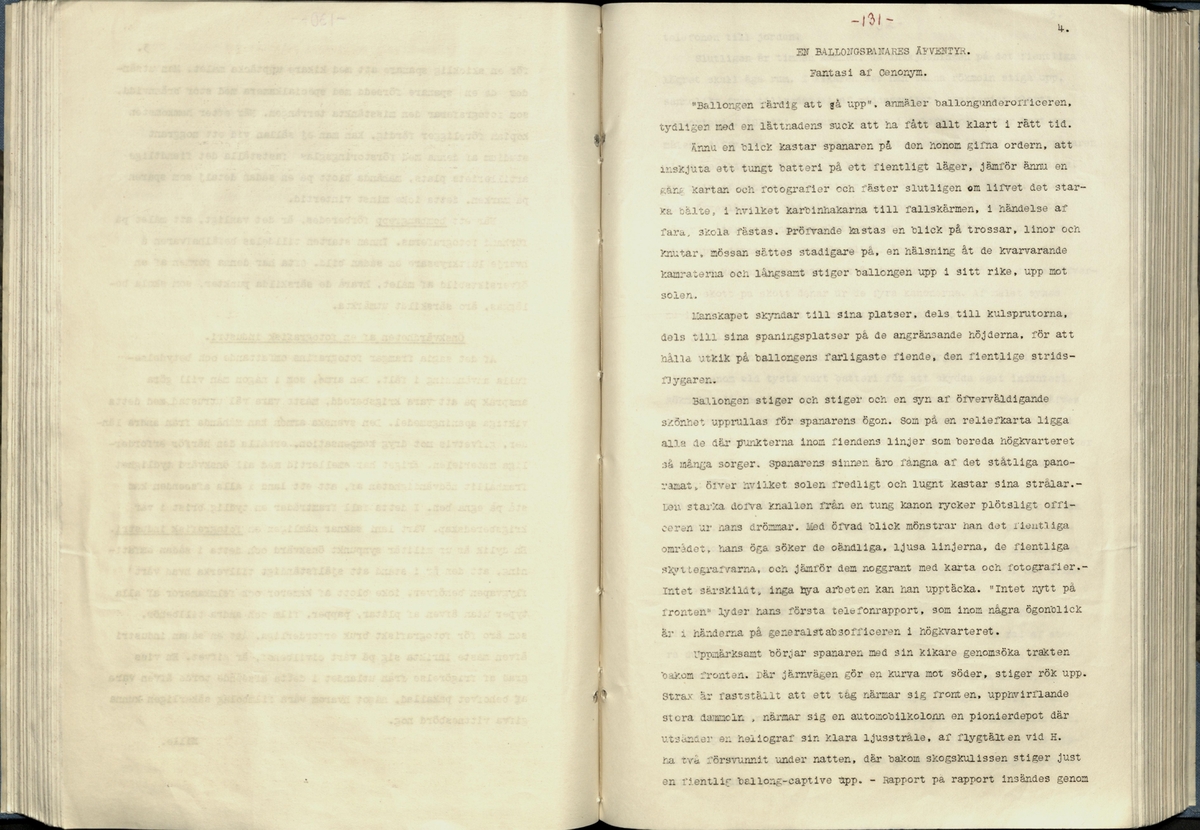 Inbunden samlingsvolym för tidskriften Flygfisken: organ för Sveriges militärflygare, 1917-1919.

Innehåll: artiklar med minnen, händelser och episoder inom den svenska militära pionjärflygningen samt fakta och råd till militära flygare. Illustrationer i form av ritningar och foton.

Sidor framställda genom stencilering med inklistrade fotografier.


Ingående nummer:

1 - augusti 1917 (sida 1-11)
2 - september 1917 (sida 12-21)
3 - oktober 1917 (sida 22-31)
4 - november 1917 (sida 32-42)
5 - december 1917 (sida 43-53)
6 - januari 1918 (sida 54-64)
7 - februari 1918 (sida 65-77)
8 - mars 1918 (sida 78-88)
9 - april 1918 (sida 89-101)
10 - maj 1918 (sida 102-111)
11 - juni 1918 (sida 112-126)
12 - juli 1918 (sida 127-137)
13 - augusti 1918 (sida 138-148)
14 - september 1918 (sida 149-157)
15 - oktober 1918 (sida 158-168)
16 - november 1918 (sida 169-180)
17 - december 1918 (sida 181-190)
18 - januari 1919 (sida 191-202)
19 - februari 1919 (sida 203-214)
20 - mars 1919 (sida 215-226)
21 - april 1919 (sida 227-240)
22 - maj 1919 (sida 241-251)
23 - juni 1919 (sida 252-263)
24 - juli 1919 (sida 264-274)
25 - september 1919 (sida 275-286)
26 - oktober 1919 (sida 287-298)
27 - december 1919 (sida 299-309)