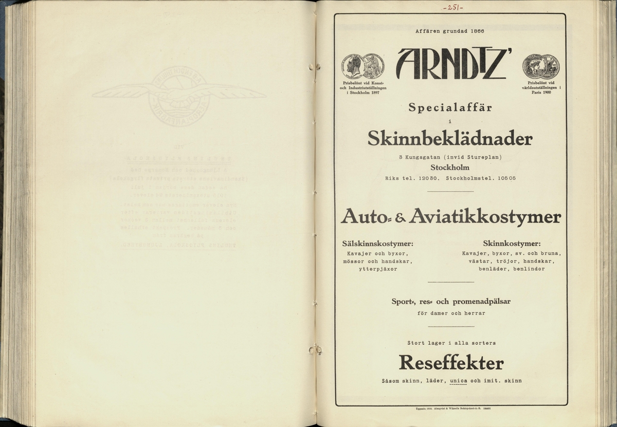 Inbunden samlingsvolym för tidskriften Flygfisken: organ för Sveriges militärflygare, 1917-1919.

Innehåll: artiklar med minnen, händelser och episoder inom den svenska militära pionjärflygningen samt fakta och råd till militära flygare. Illustrationer i form av ritningar och foton.

Sidor framställda genom stencilering med inklistrade fotografier.


Ingående nummer:

1 - augusti 1917 (sida 1-11)
2 - september 1917 (sida 12-21)
3 - oktober 1917 (sida 22-31)
4 - november 1917 (sida 32-42)
5 - december 1917 (sida 43-53)
6 - januari 1918 (sida 54-64)
7 - februari 1918 (sida 65-77)
8 - mars 1918 (sida 78-88)
9 - april 1918 (sida 89-101)
10 - maj 1918 (sida 102-111)
11 - juni 1918 (sida 112-126)
12 - juli 1918 (sida 127-137)
13 - augusti 1918 (sida 138-148)
14 - september 1918 (sida 149-157)
15 - oktober 1918 (sida 158-168)
16 - november 1918 (sida 169-180)
17 - december 1918 (sida 181-190)
18 - januari 1919 (sida 191-202)
19 - februari 1919 (sida 203-214)
20 - mars 1919 (sida 215-226)
21 - april 1919 (sida 227-240)
22 - maj 1919 (sida 241-251)
23 - juni 1919 (sida 252-263)
24 - juli 1919 (sida 264-274)
25 - september 1919 (sida 275-286)
26 - oktober 1919 (sida 287-298)
27 - december 1919 (sida 299-309)