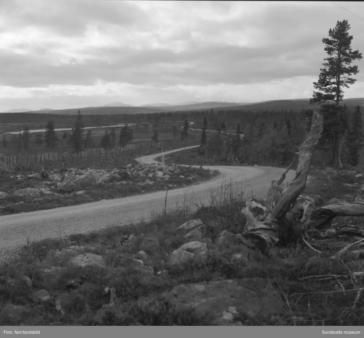 Reportagebilder för Dagens Nyheter om den så kallade skolstrejken i Högvålen. En grupp sjundeklassare i Högvålen, Härjedalen, fick under en tid skolskjuts av polisman Härje Bäckström för att ta sig till skolan i Funäsdalen. Fyra av barnen på bilderna är Elin Dahl, Birgit Halvarsson, Einar Höglund och John Olof Halvarsson.