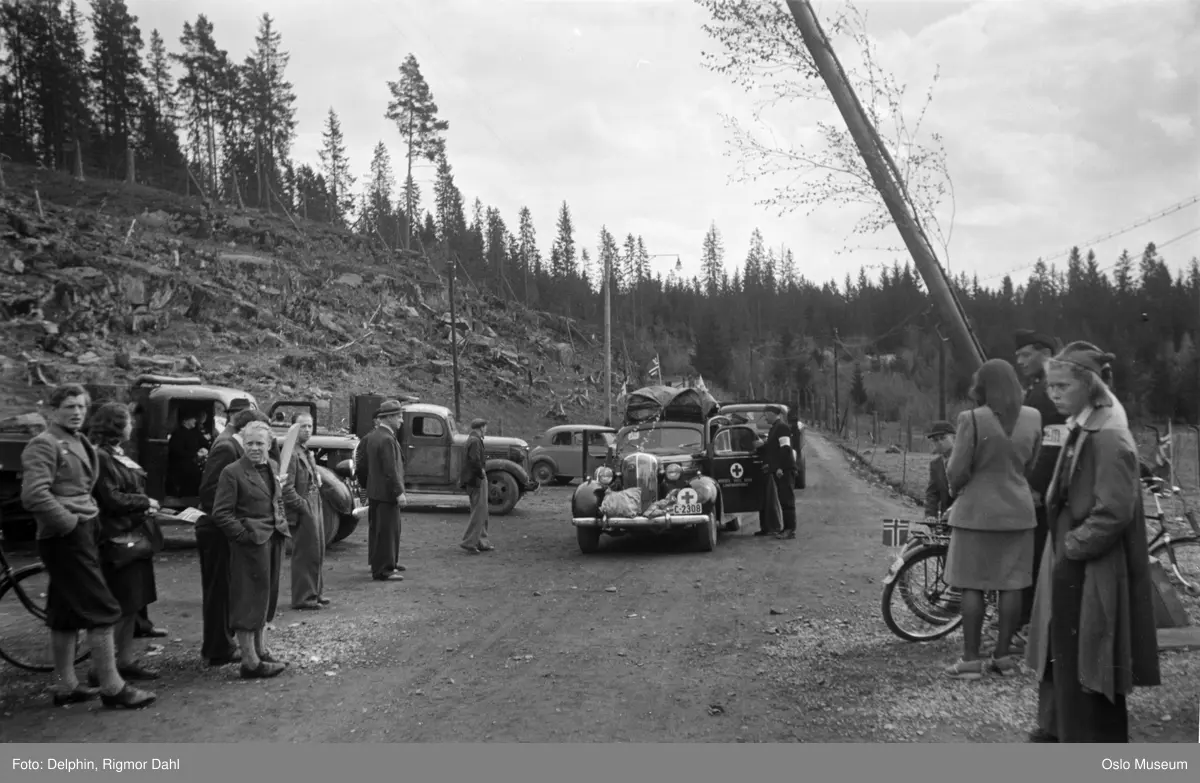Grini fangeleir, vei, bom, menn, fanger, kvinner, biler, skog