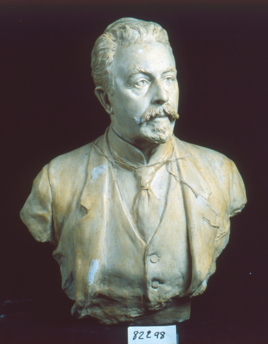 Skulptur, byst, föreställande Gustaf de Frumerie.