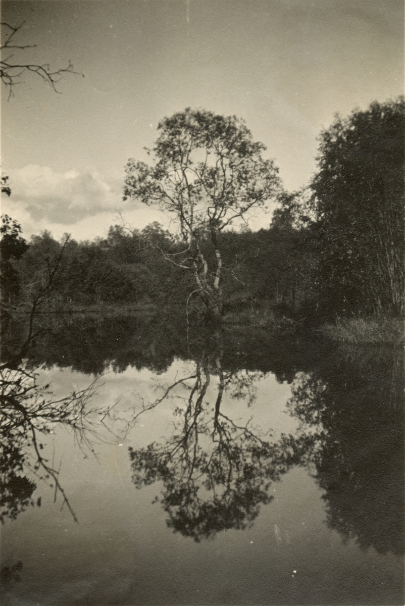 Text i fotoalbum: "1934. Som instasp med på general Hultkrantz sista int. fältövning våren 1934 i St. Tuna. Lunchpaus vid Dalälven".