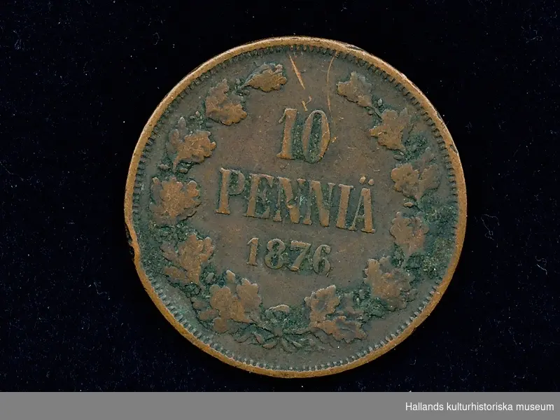 Finskt mynt. 10 Penniä, 1876. 