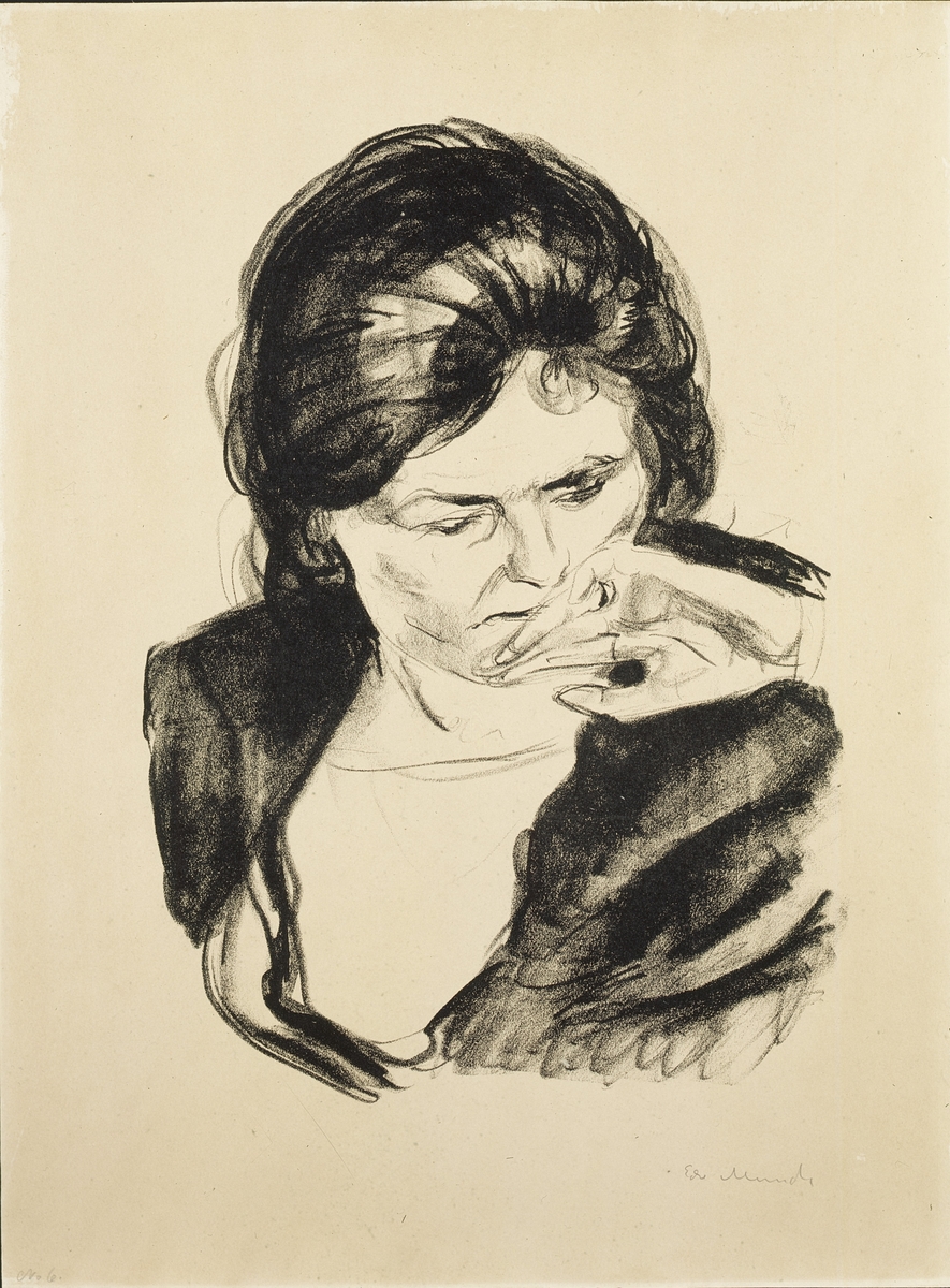 Kvinnehode ved hånd på munnen [Grafikk]