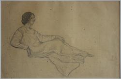 Halvliggande kvinna [Teckning]