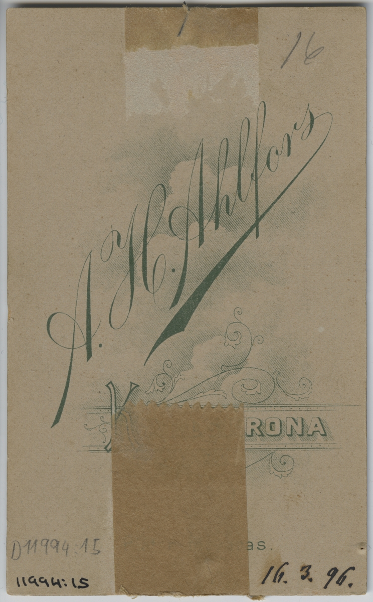 Visitkortporträtt av Per Anton Andersson, medlem i Sjöunderofficerssällskapet i Karlskrona.