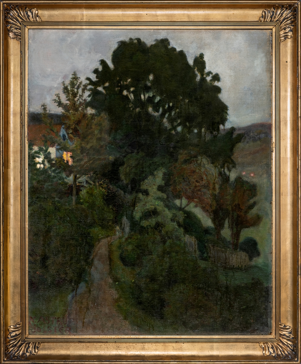 Høstskumring i hagen [Maleri]