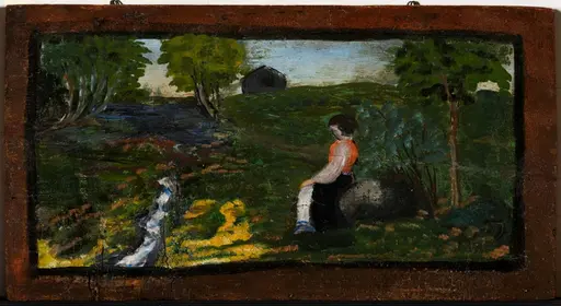 Landskap med sittende kvinne [Maleri]