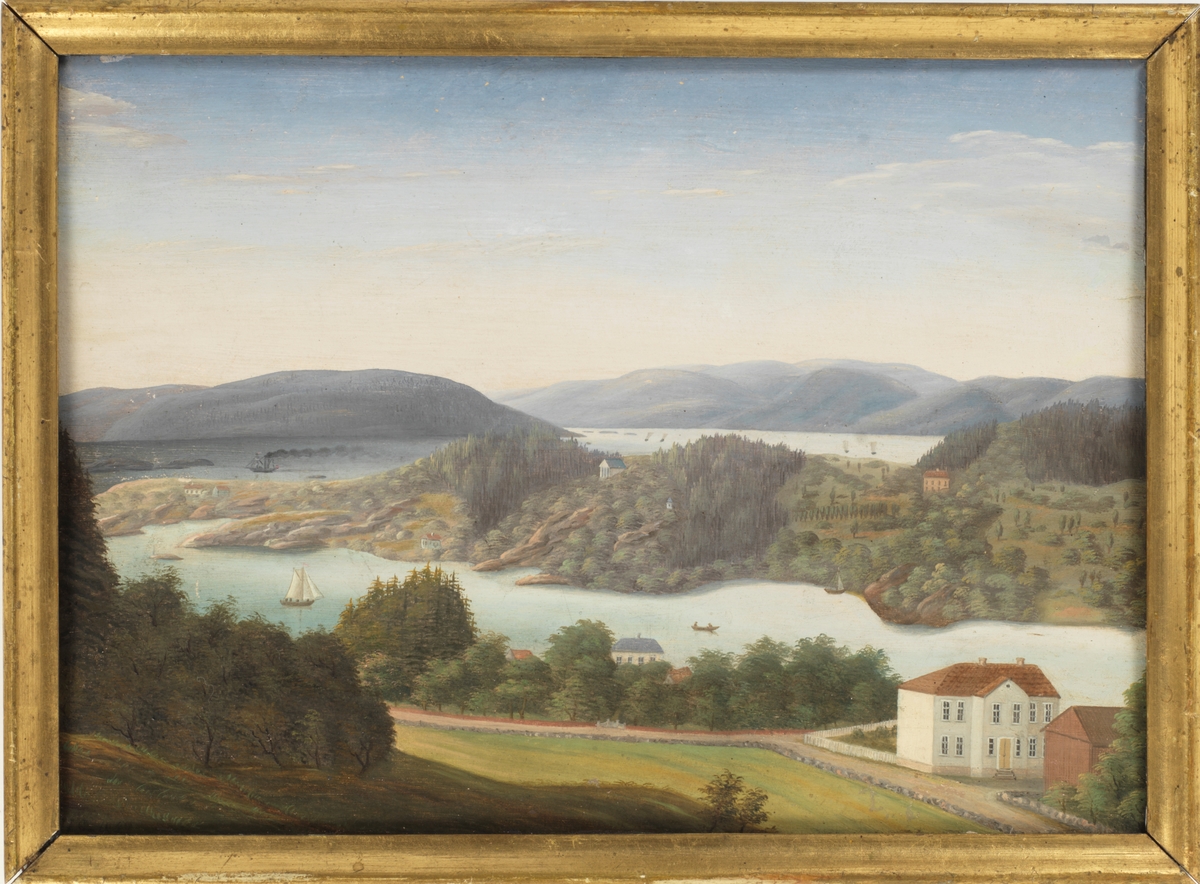 Bylandskap. Utsikt mot Schafteløkken, Frognerkilen og Bygdøy i Oslo.