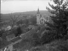 Utsikt från Grännaberget mot södra delen av Gränna. Gränna kyrka till höger.