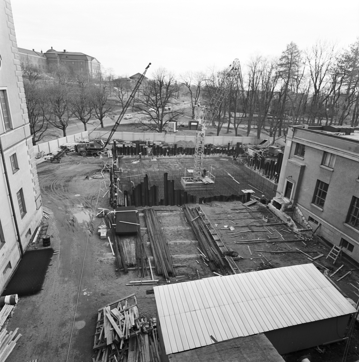 Carolina Rediviva, byggande av skyddsrummet, Uppsala, november 1965