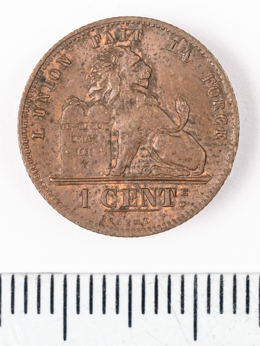 Mynt, Belgien 1873, 1 Centime.