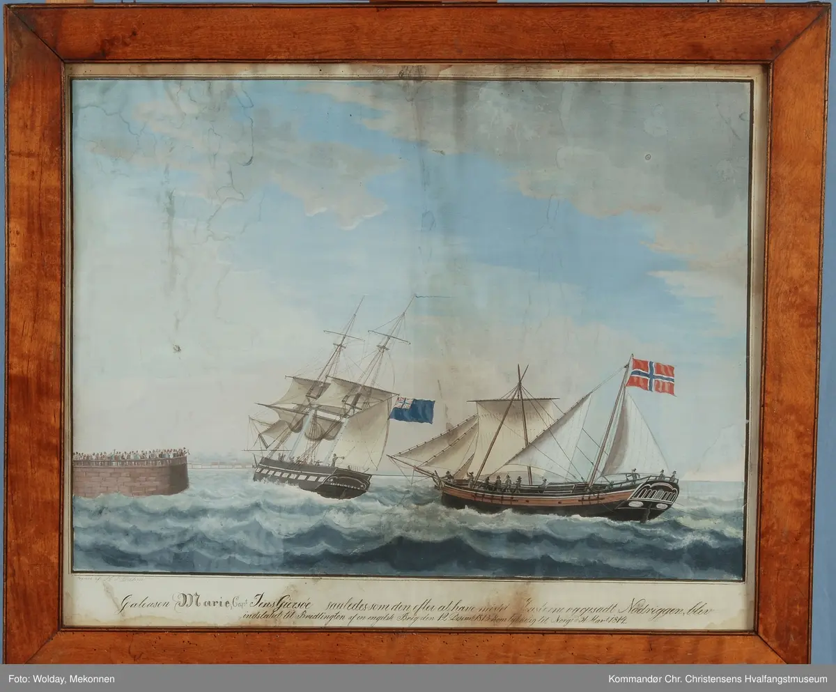 Galeasen MARIE blir slept inn til Bredington av en engelsk brigg den 12. desember 1813
