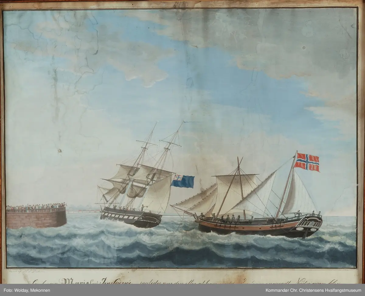 Galeasen MARIE blir slept inn til Bredington av en engelsk brigg den 12. desember 1813