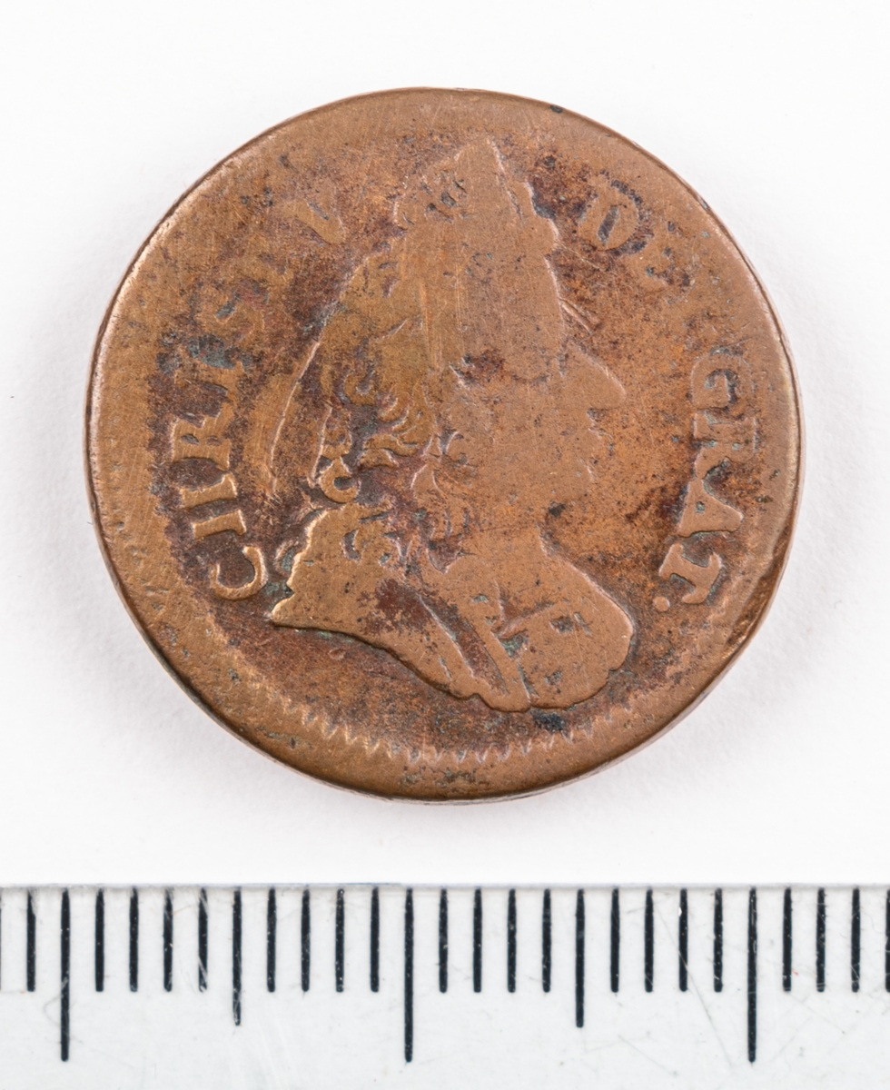 Mynt, Danmark, 1694, ½ Skilling.