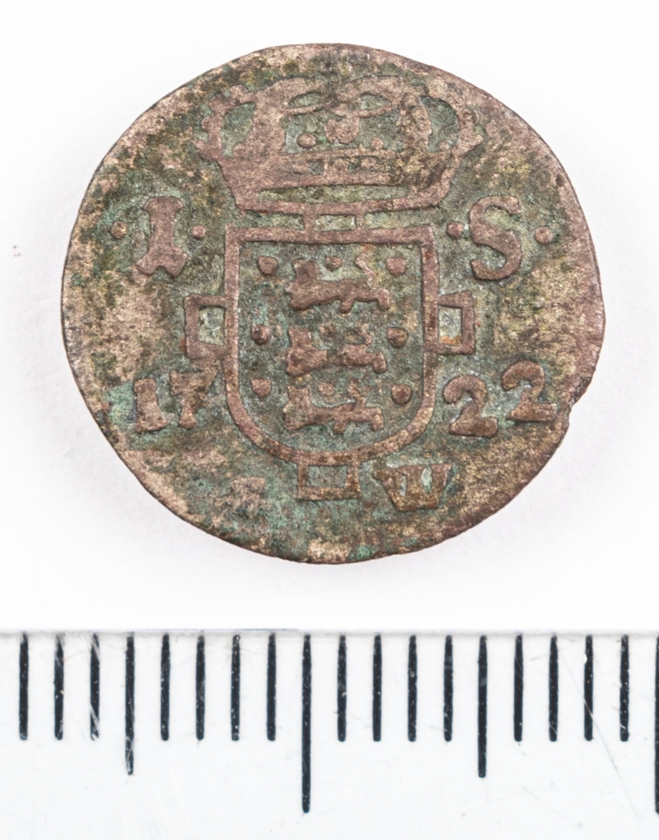 Mynt, Danmark, 1722, 1 Skilling.