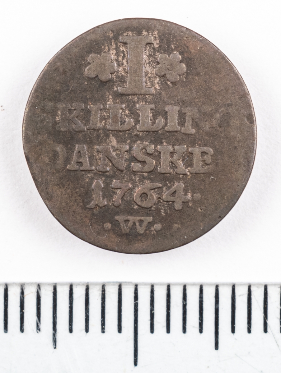 Mynt, Danmark, 1764, 1 Skilling.