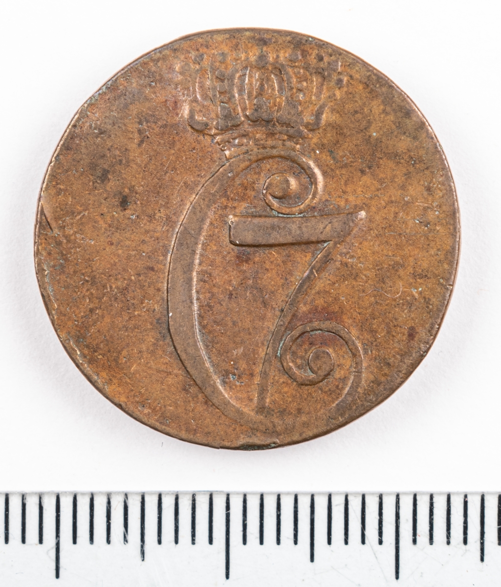 Mynt, Danmark  1771  ½ Skilling.