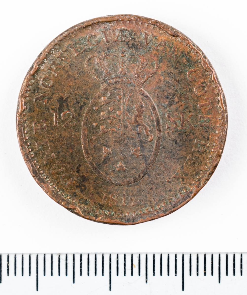 Mynt, Danmark, 1812, 12 Skilling.