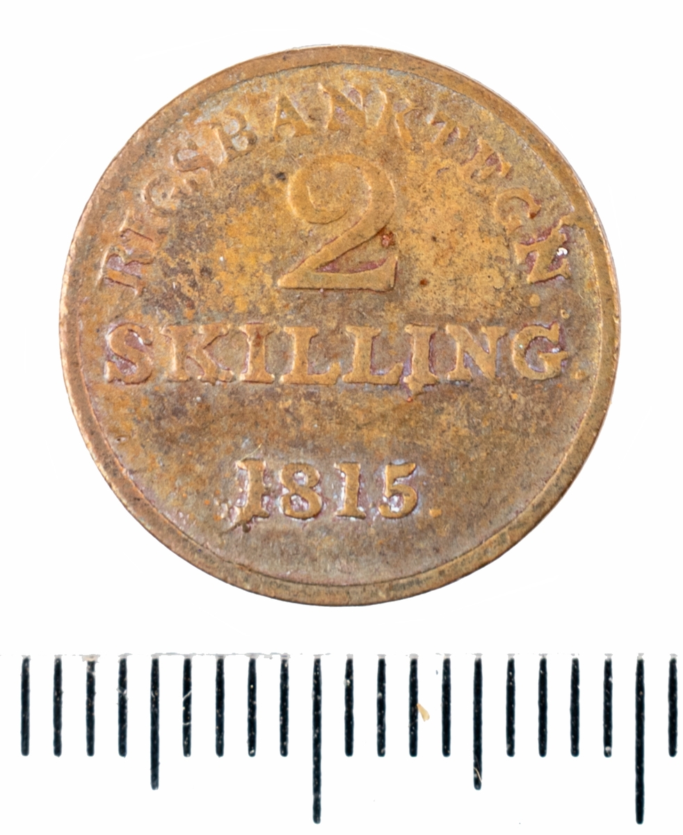 Mynt, Danmark, 1815, 2 RB. Skilling.