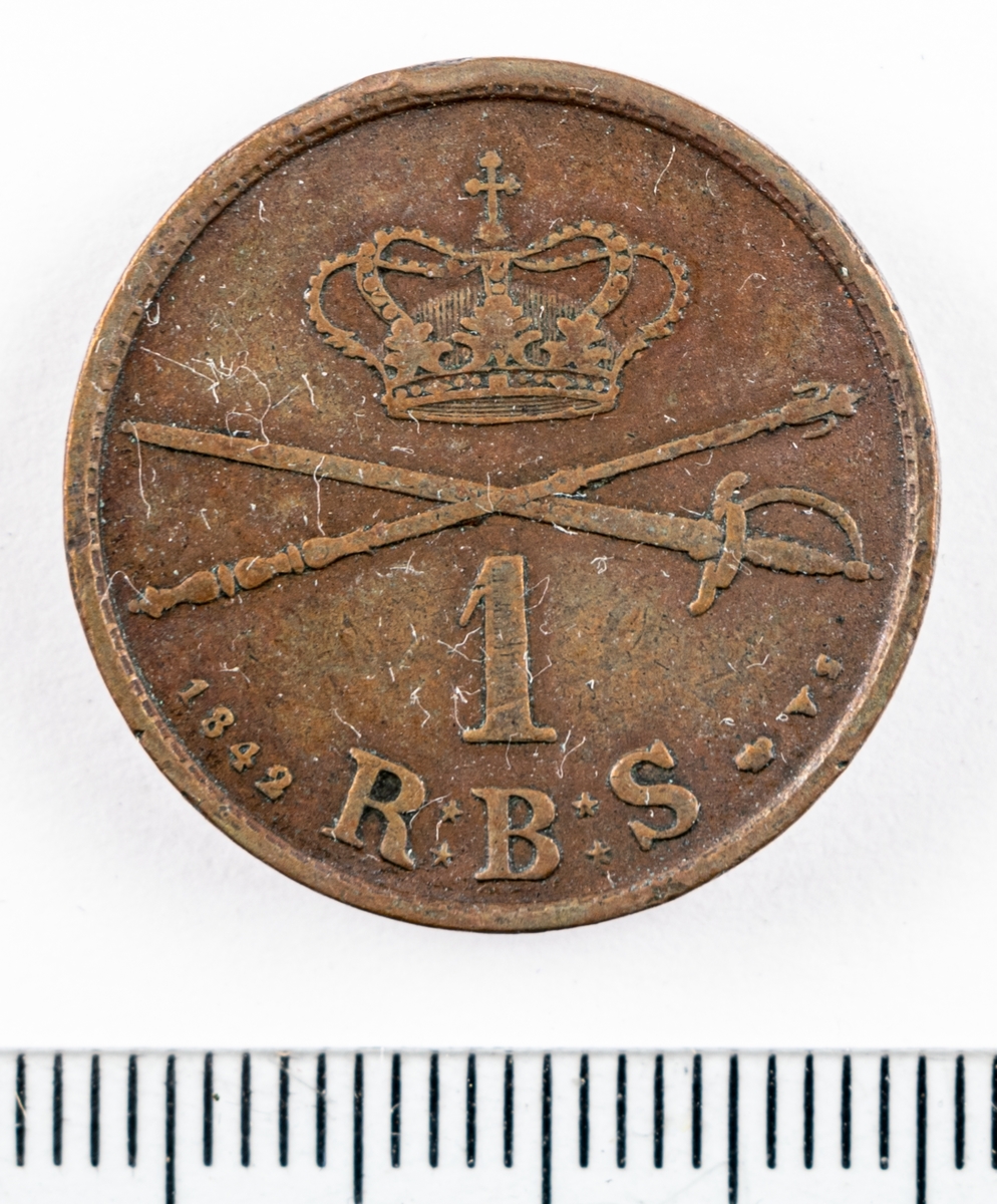 Mynt, Danmark, 1842, 1  RB.Sk.