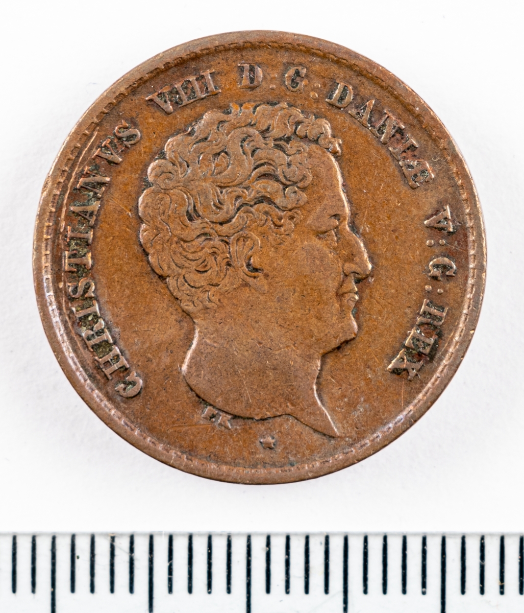 Mynt, Danmark ,1842, 1 RB.Sk.