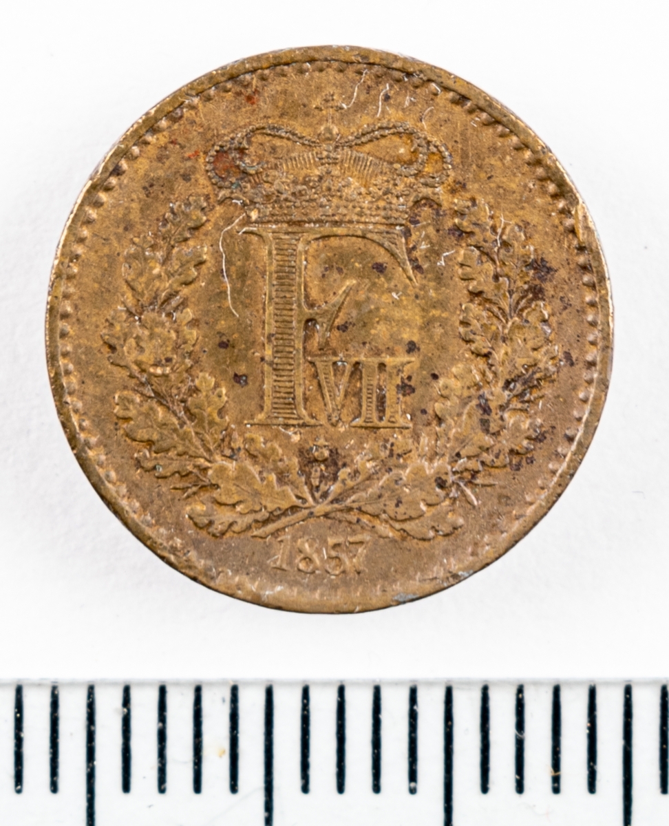 Mynt, Danmark, 1857, ½ Skilling.