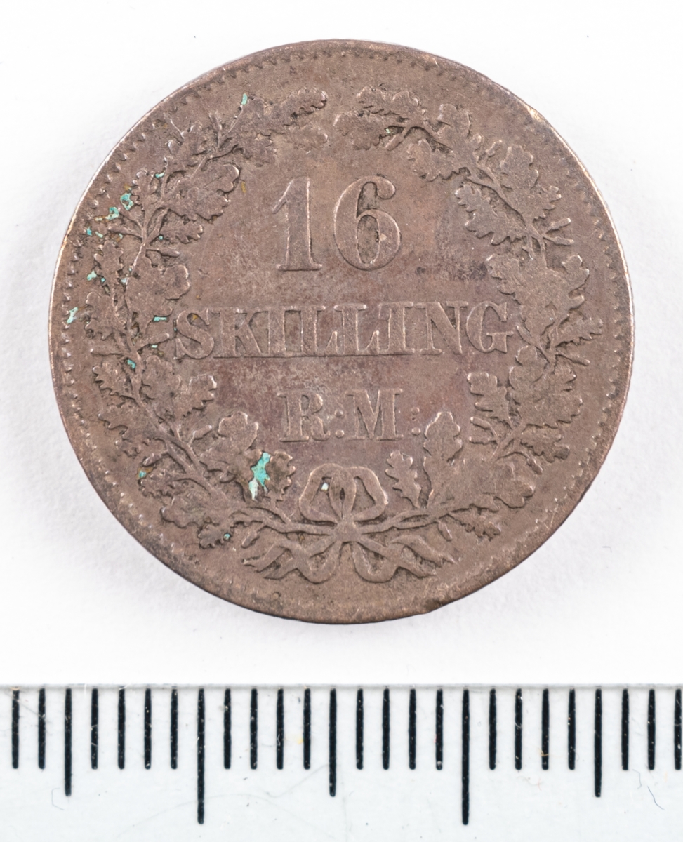 Mynt, Danmark, 1856, 16 Skilling.