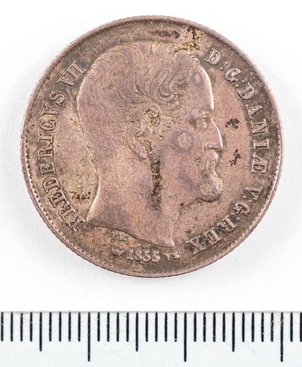 Mynt, Danmark, 1855, ½ Riksdaler.