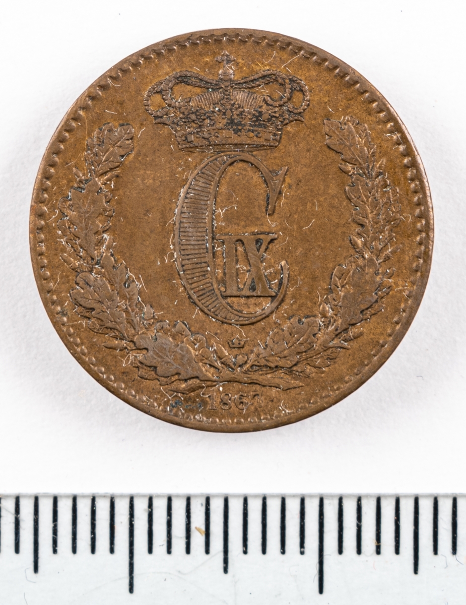 Mynt, Danmark, 1867, 1 Skilling.