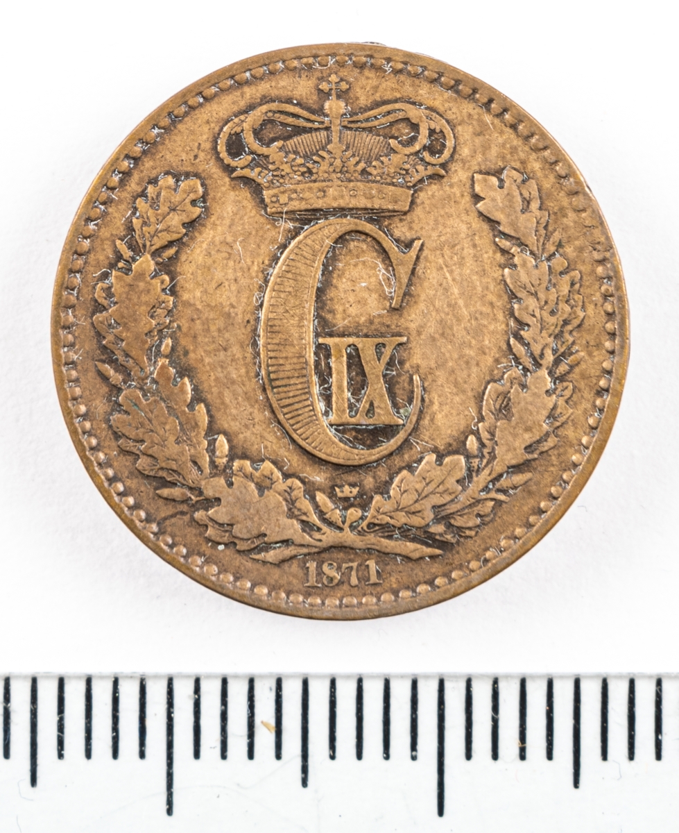 Mynt, Danmark, 1871, 1 Skilling.