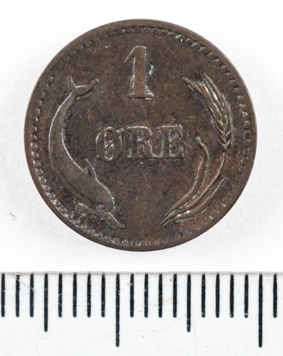Mynt, Danmark, 1874, 1 Öre.