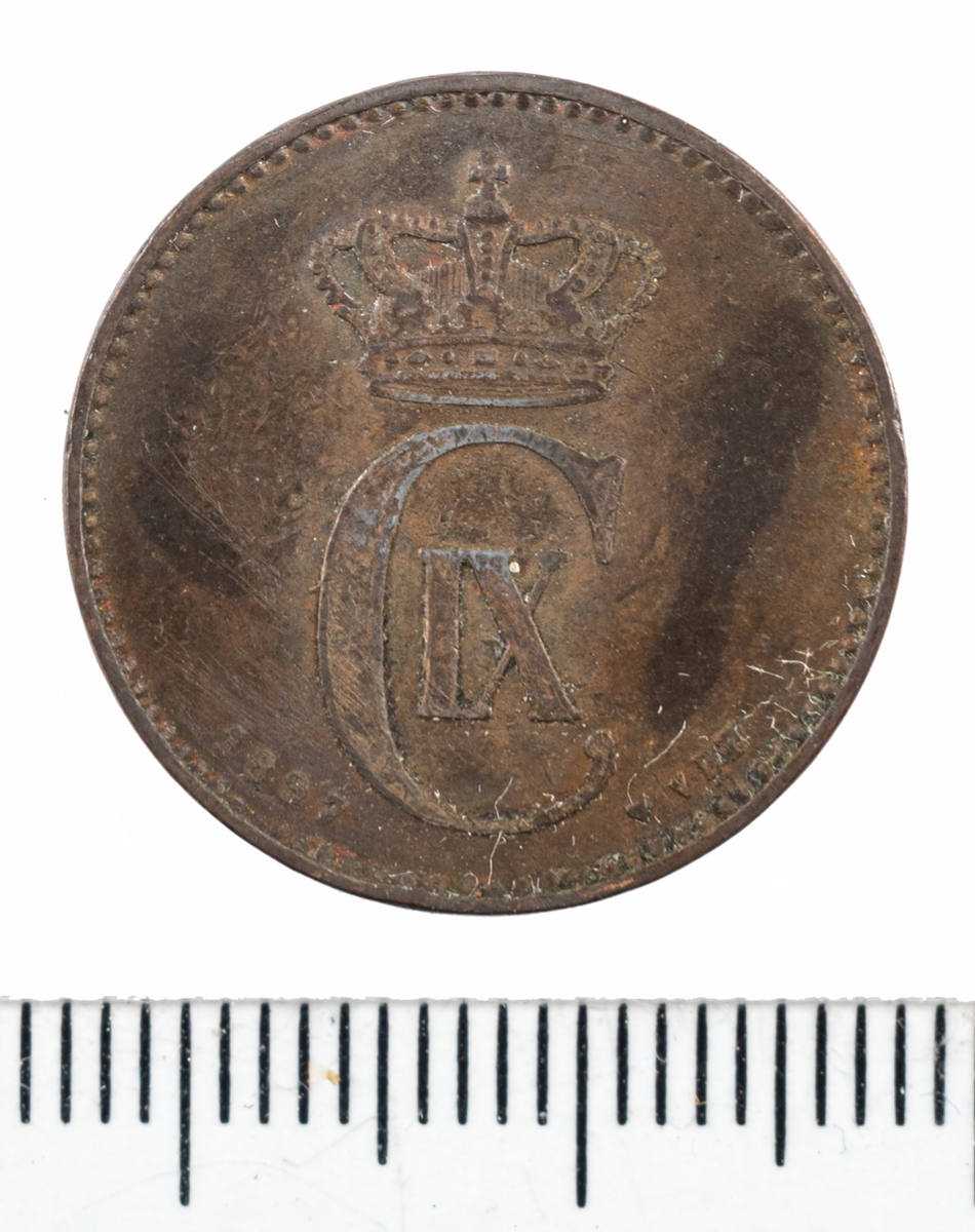 Mynt, Danmark, 1897, 2 Öre.