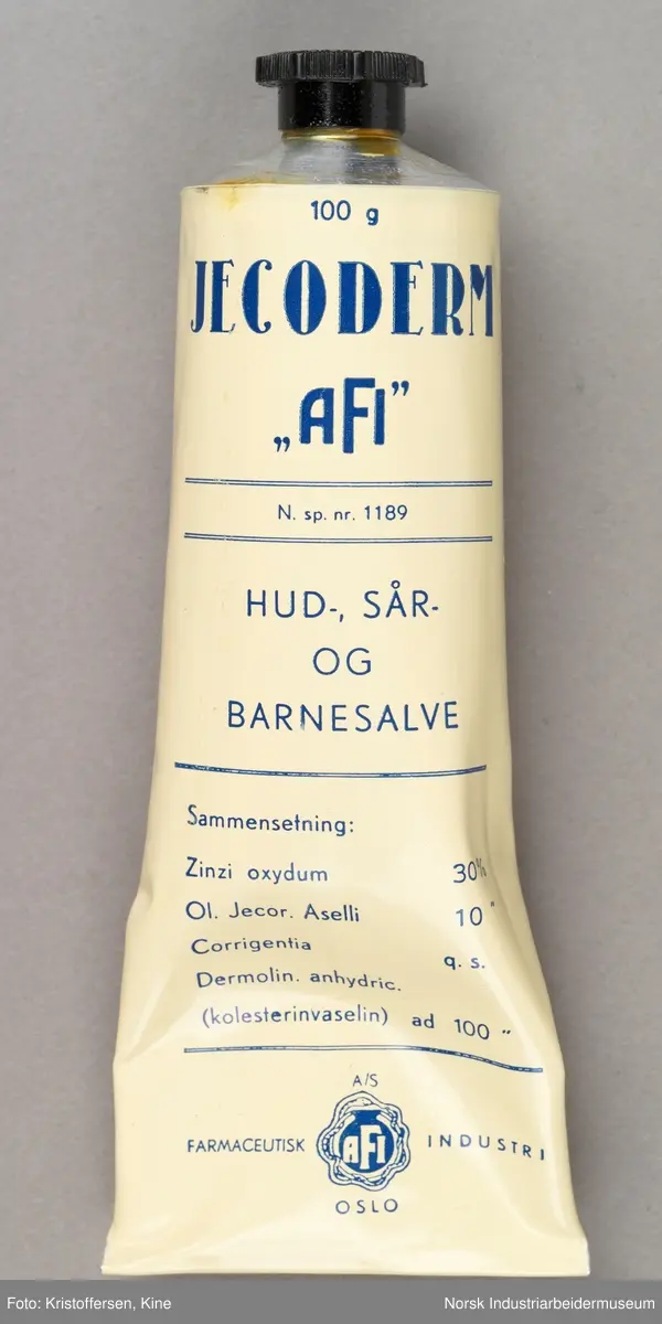 Tube med Jecoderm hud-, sår- og barnesalve fra Afi i original emballasje