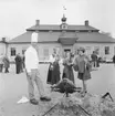 Helstekt gris grillas på gårdsplanen framför Skogaholms herrgård, Skansen.