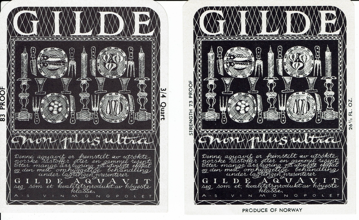 Gilde Aquavit non plus ultra. A/S Vinmonopolet. En eksportutgave. 