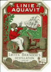 Løitens Linie Aquavit. 1964. Med varemerke og medaljer. A/S 