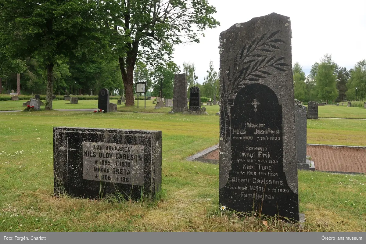 Inventering av kulturhistoriskt värdefulla gravvårdar i samband med upprättade av vård- och underhållsplan för Lindesbergs södra kyrkogård, avseende kulturhistoriska värden.
