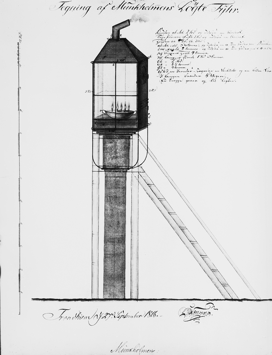 Fyrlykt på Munkholmen (1846).