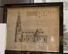 Stadshistoriska utställningen i arkivhuset. Ritning av Kristine kyrkas utseende före den stora branden 1790.