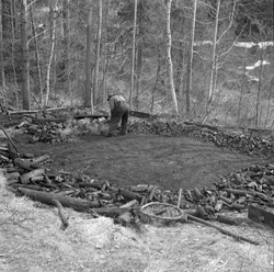 Kullbrenning. Mila ryddes. Trekolbrenning (trekullbrenning) 