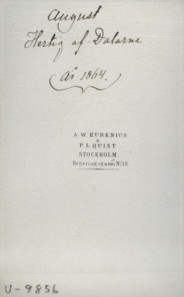 Prins August hertig av Dalarna. År 1864.