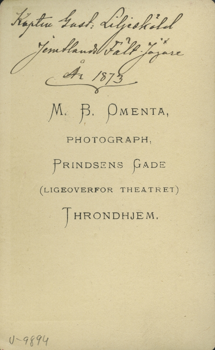 Kapten Gustav Liljesköld. Jämtlands fältjägare år 1873.