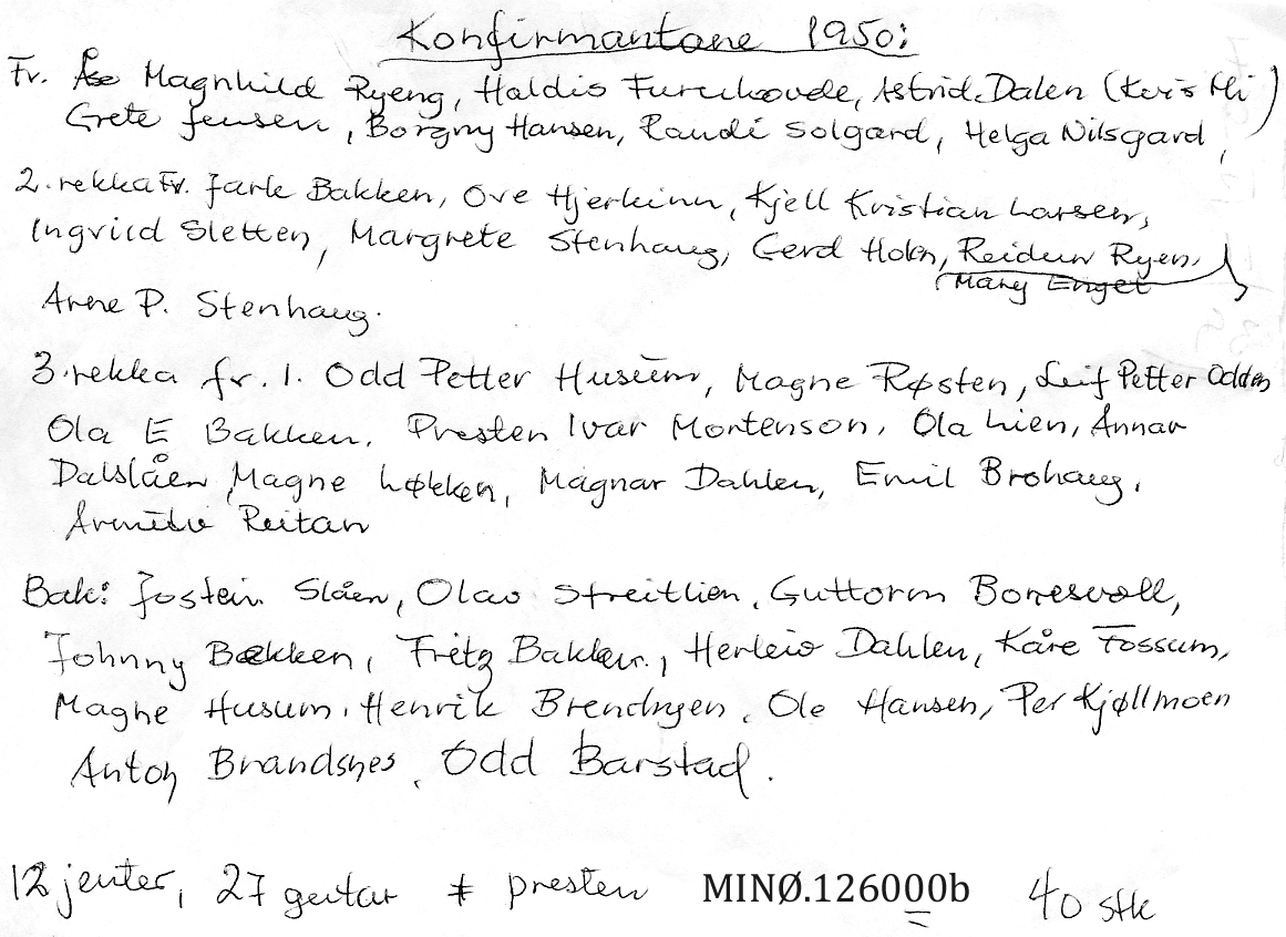 Konfirmanter Folldal 1950