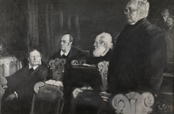 Nils Hertzberg, Aksel Winge, Karl Hals og Emil Stang [Olje p