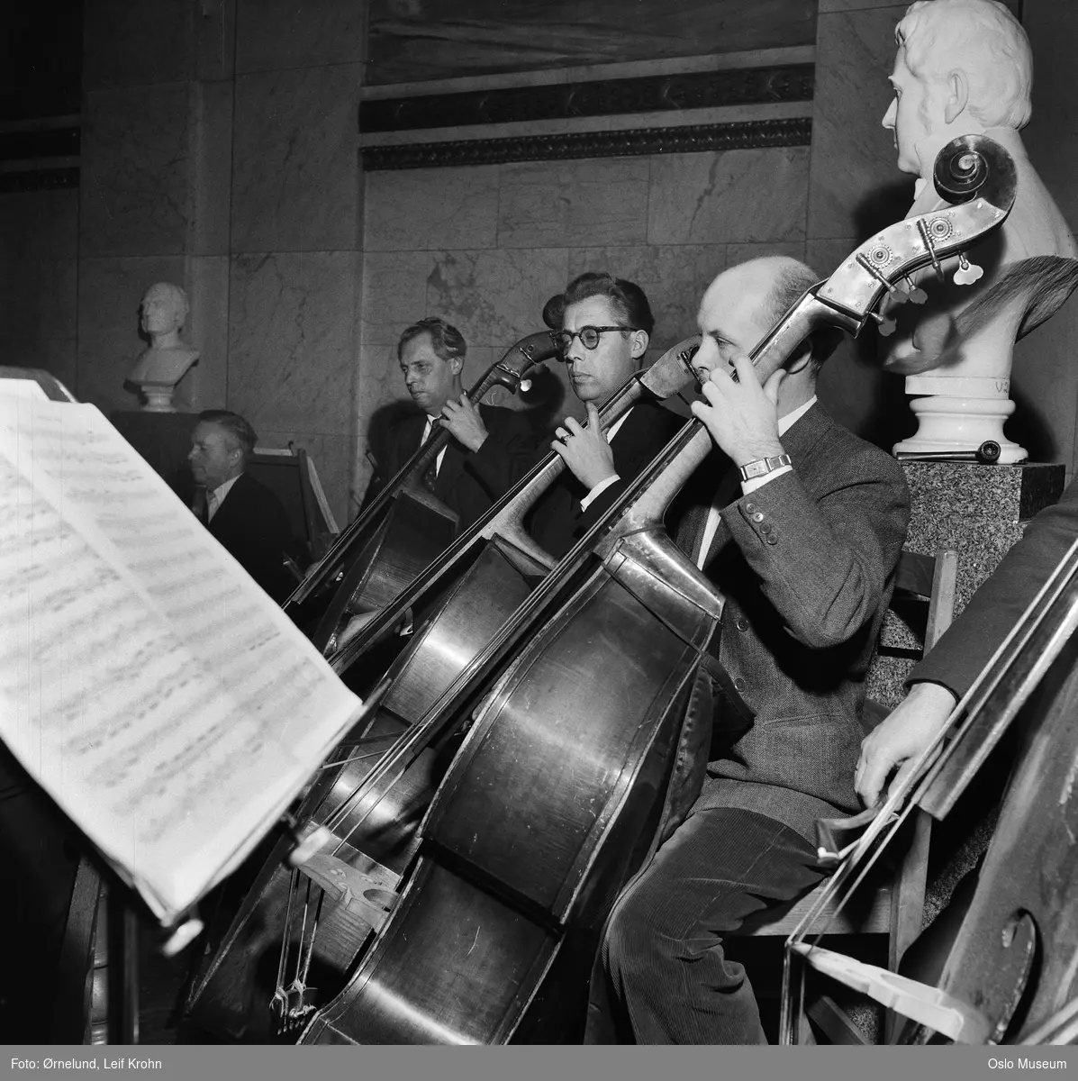 Universitetet, interiør, aulaen, Filharmonisk Selskaps Orkester, musikere, prøve