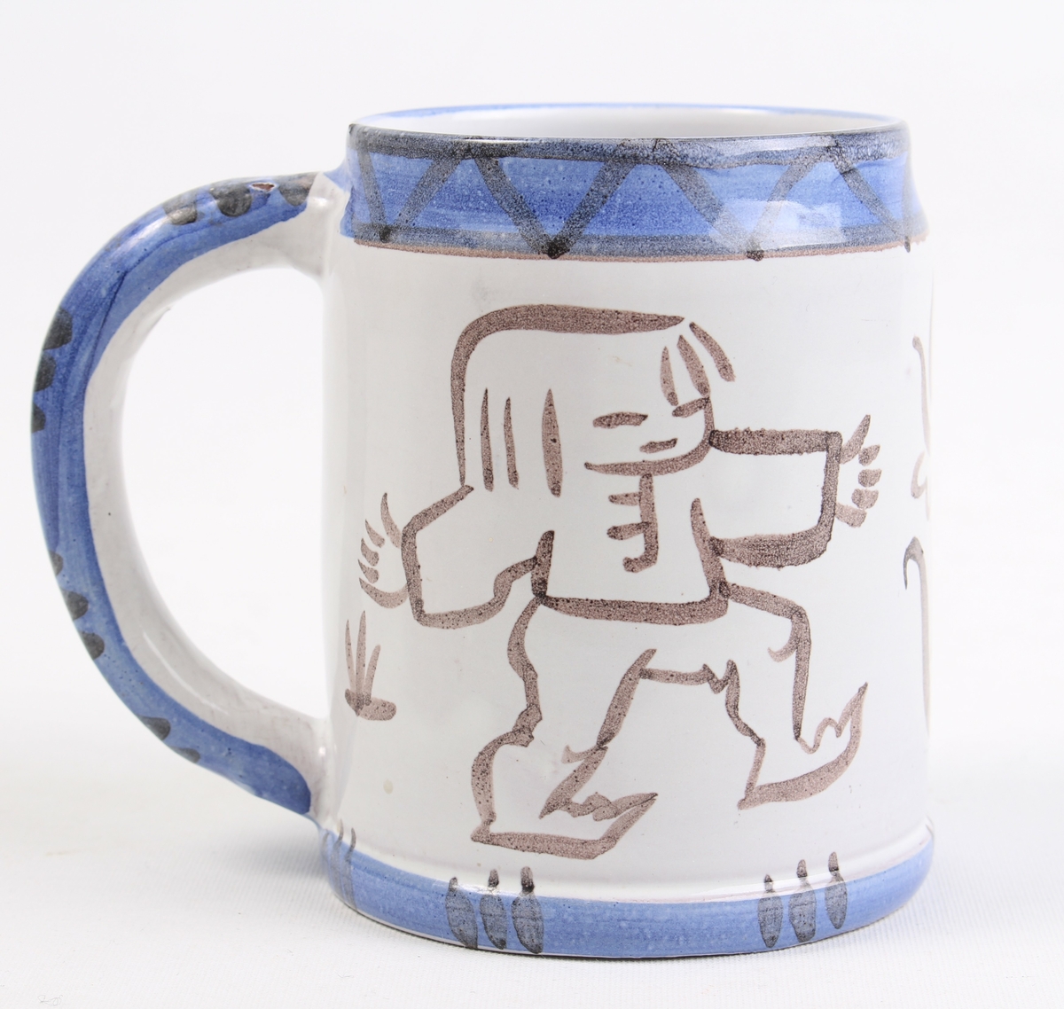 Motiv av 2 personer og en blomst.