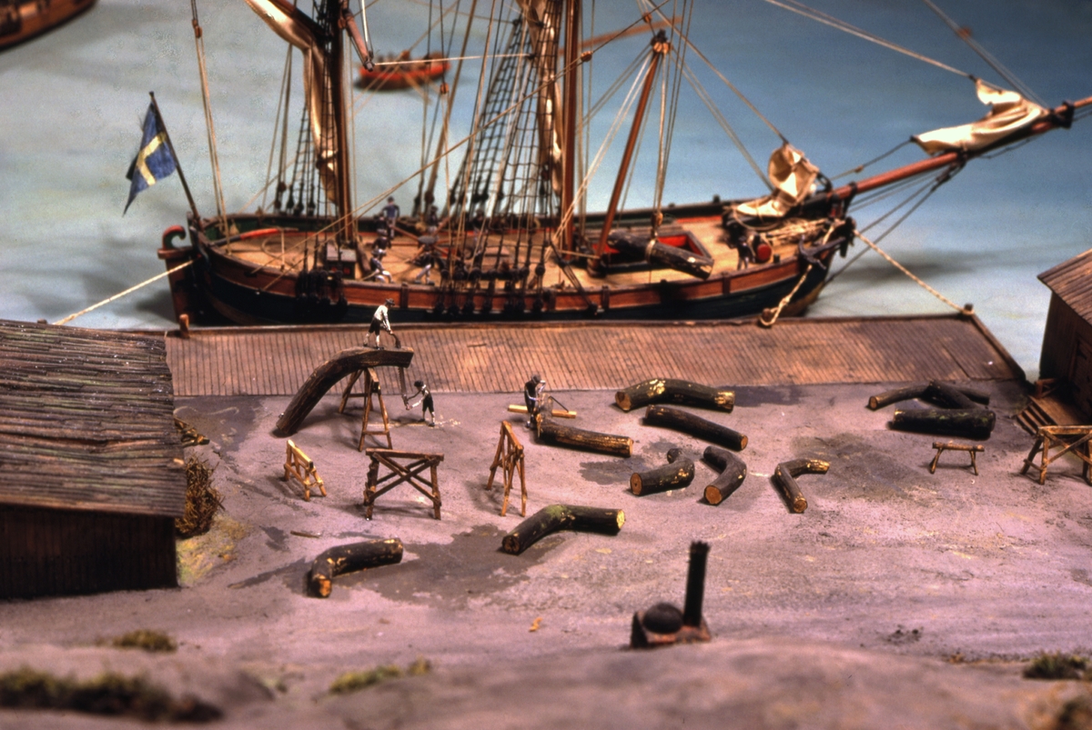 Modell av Södra varvet i Stockholm efter karta daterad 1781.